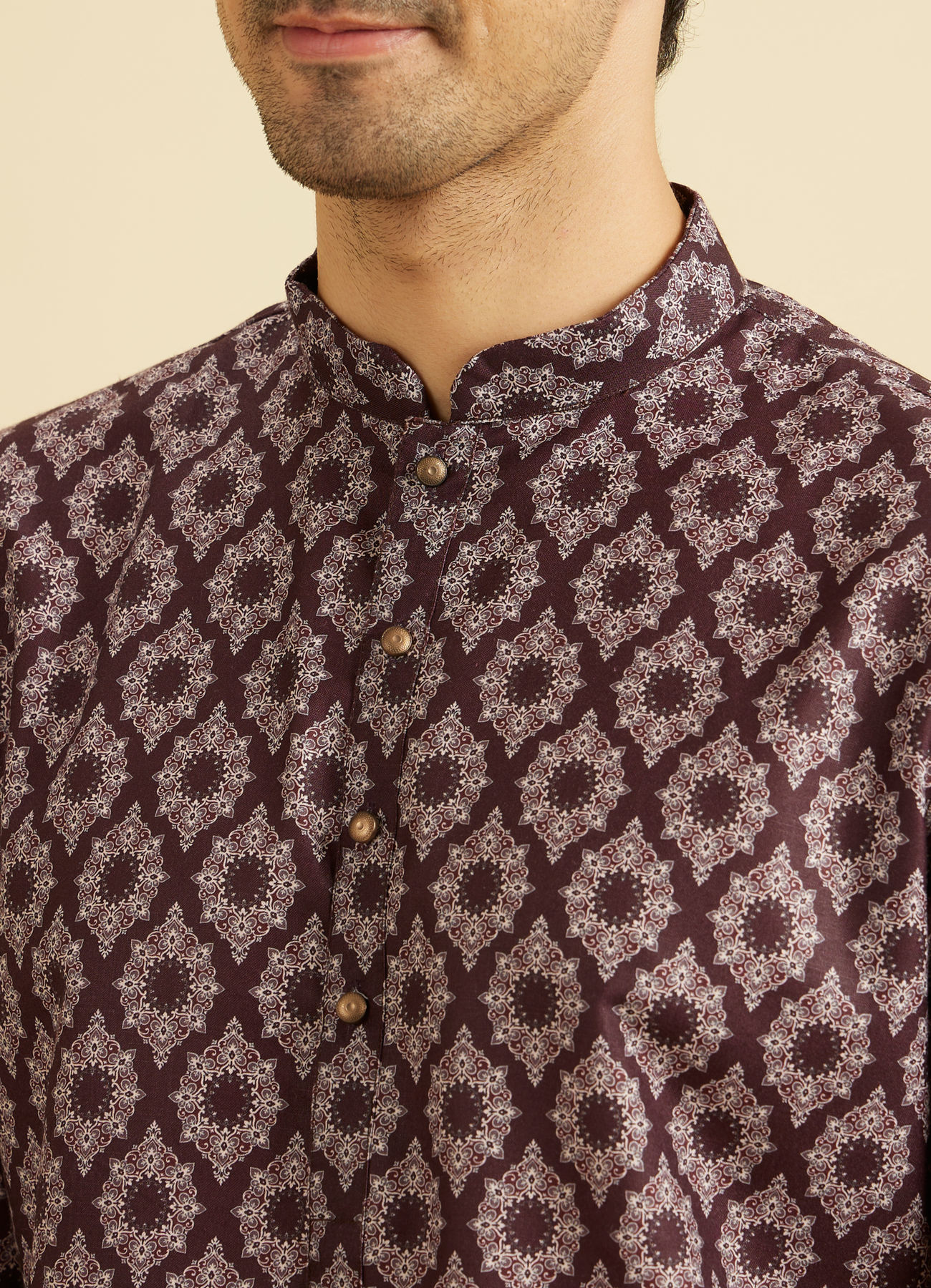 Manyavar Men Elegant Wine Hue Men's Kurta