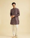 Manyavar Men Elegant Wine Hue Men's Kurta