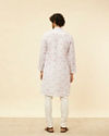 Manyavar Men Soft White Floral Printed Kurta