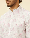 Manyavar Men Soft White Floral Printed Kurta