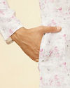 Manyavar Men Soft White Floral Printed Kurta