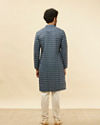 Manyavar Men Deep Blue Floral Buta Printed Kurta