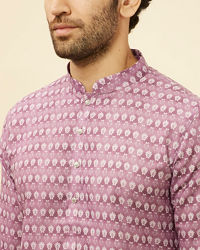 Manyavar Men Lilac Purple Floral Buta Printed Kurta