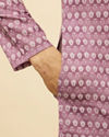 alt message - Manyavar Men Lilac Purple Floral Buta Printed Kurta image number 3