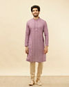 alt message - Manyavar Men Lilac Purple Floral Buta Printed Kurta image number 2