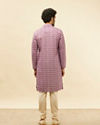 alt message - Manyavar Men Lilac Purple Floral Buta Printed Kurta image number 4