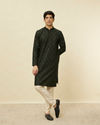 alt message - Manyavar Men Timber Green Buta Printed Kurta image number 2