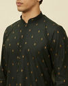 alt message - Manyavar Men Timber Green Buta Printed Kurta image number 1