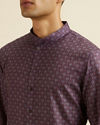 Manyavar Men Wine Buta Motif Printed Kurta