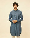 Manyavar Men Azure Blue Buta Motif Printed Kurta