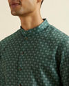 Manyavar Men Olive Green Buta Motif Printed Kurta