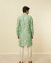 alt message - Manyavar Men Sage Green Floral Printed Kurta image number 4