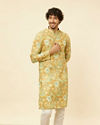 Peach Yellow Floral Printed Kurta