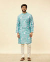 Manyavar Men French Rose Pink Floral Printed Kurta