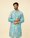 alt message - Manyavar Men French Rose Pink Floral Printed Kurta image number 0