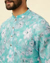Manyavar Men French Rose Pink Floral Printed Kurta