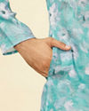 Manyavar Men French Rose Pink Floral Printed Kurta