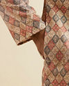 Manyavar Men Beige Harlequin Print Kurta