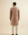 Manyavar Men Beige Harlequin Print Kurta