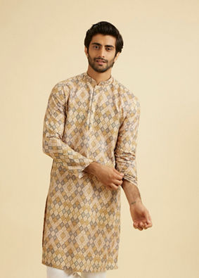 Manyavar Men Fawn Festive Stunning Kurta