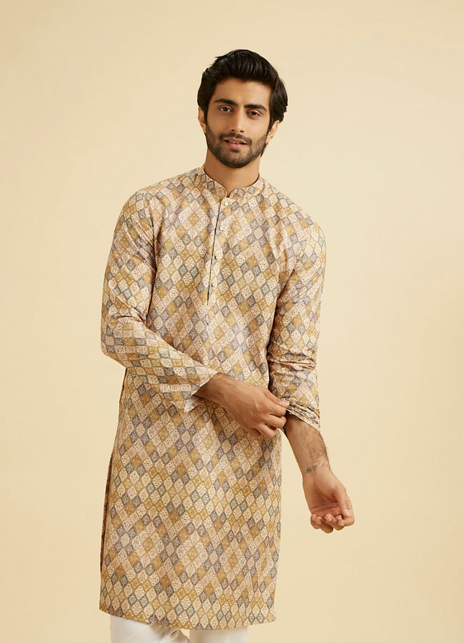 Manyavar Men Fawn Festive Stunning Kurta