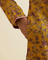 alt message - Manyavar Men Mustard Yellow Bel Buti Printed Kurta image number 3