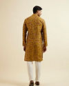 Manyavar Men Mustard Yellow Bel Buti Printed Kurta