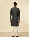 alt message - Manyavar Men Dark Grey Aztec Printed Kurta image number 4