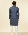 Manyavar Men Dark Blue Harlequin Patterned Kurta