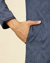 Manyavar Men Dark Blue Harlequin Patterned Kurta