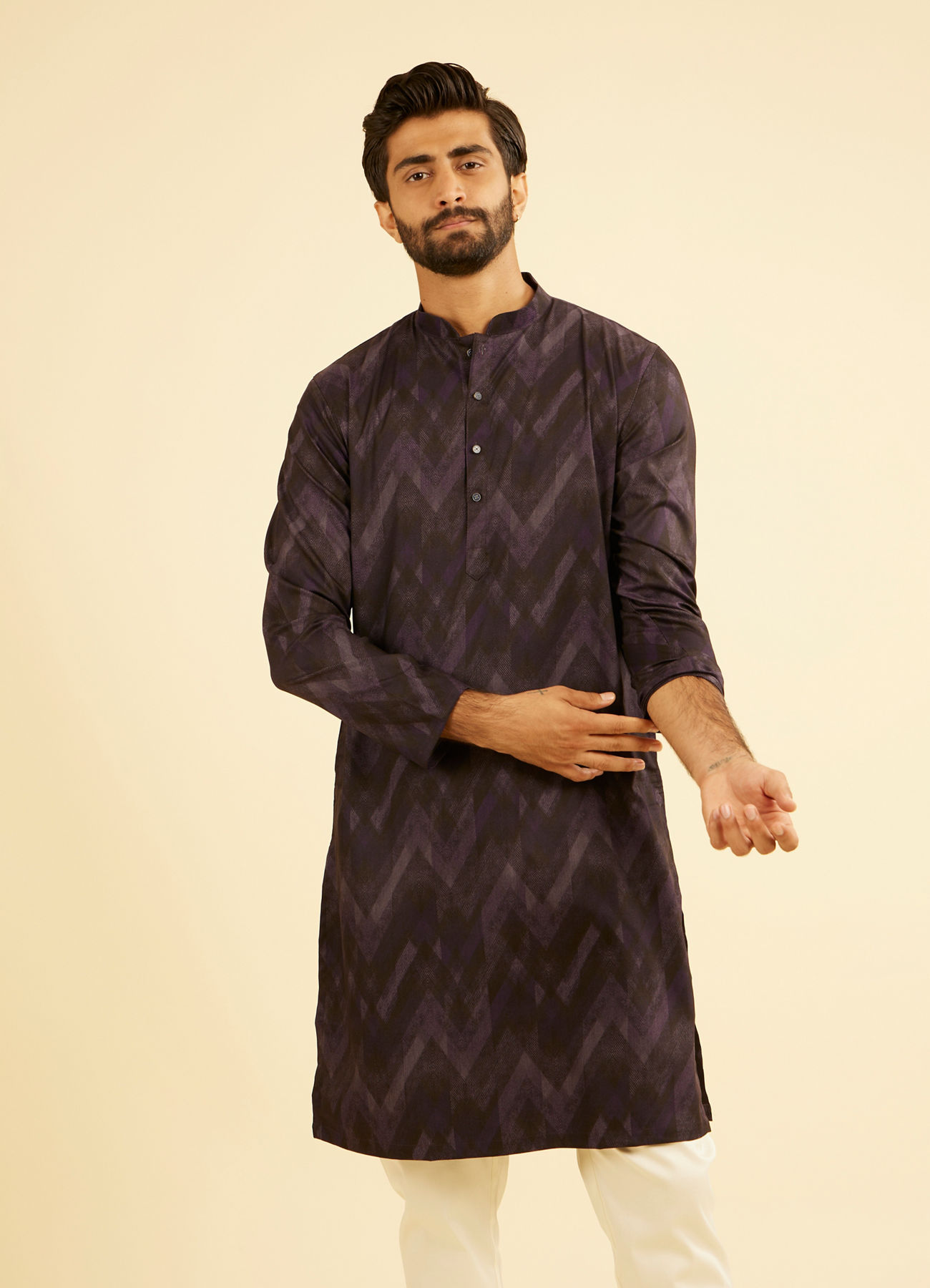 Manyavar Men Exquisite Purple Kurta