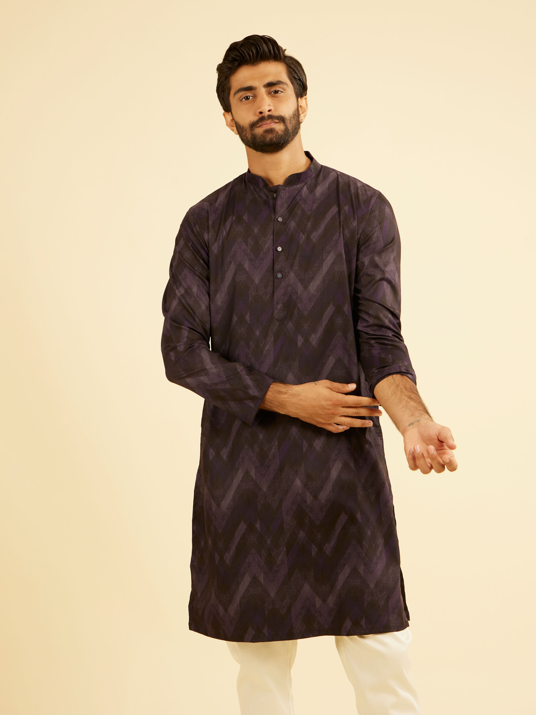 Manyavar Men Exquisite Purple Kurta