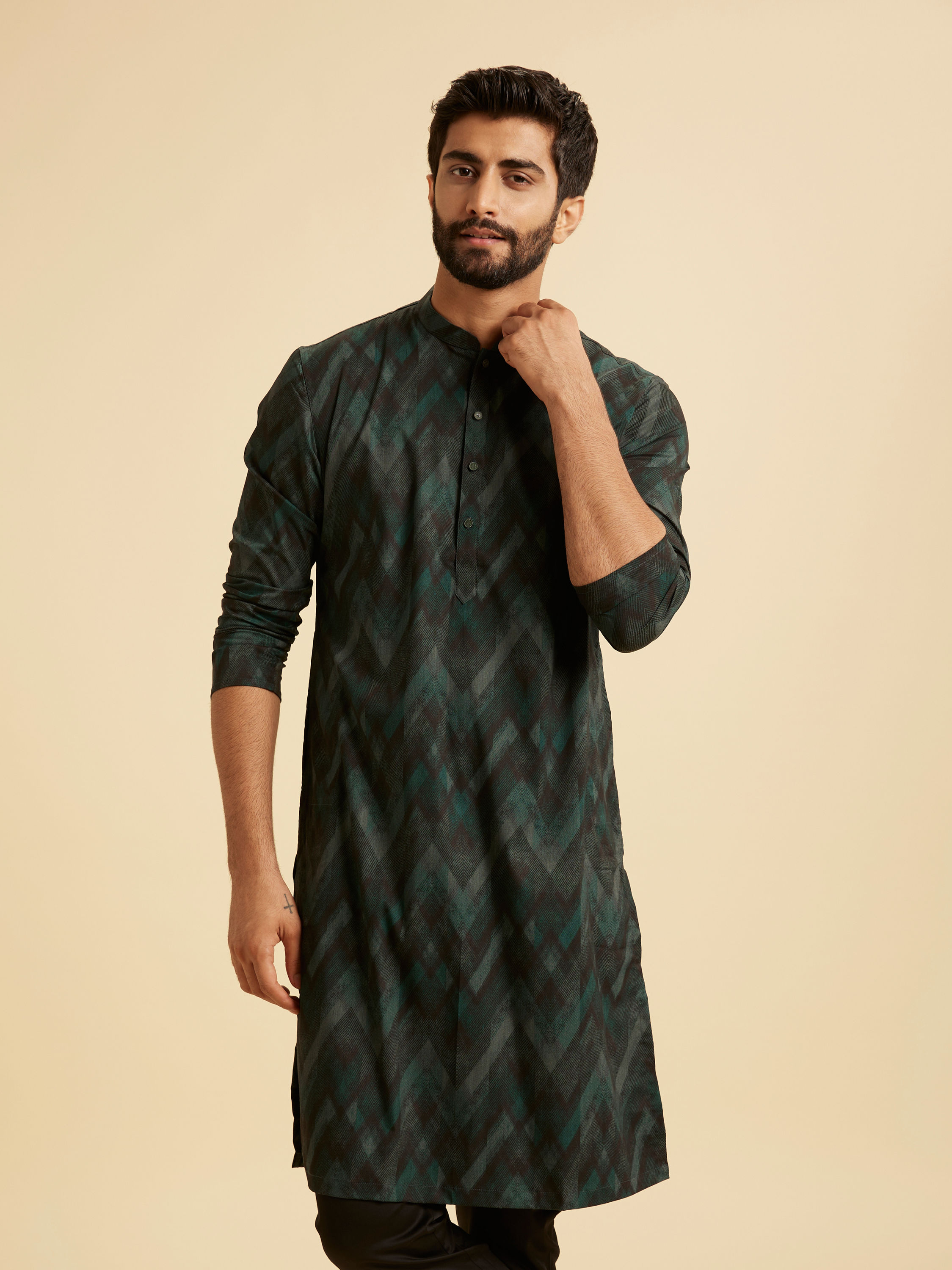 Manyavar Men Lush Teal Green Kurta