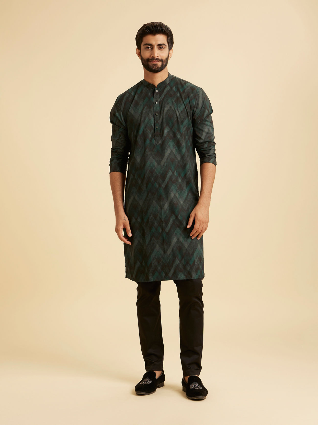 Manyavar Men Lush Teal Green Kurta