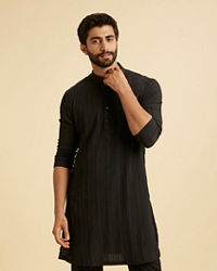 Manyavar Men Black Mid-Length Kurta for Men