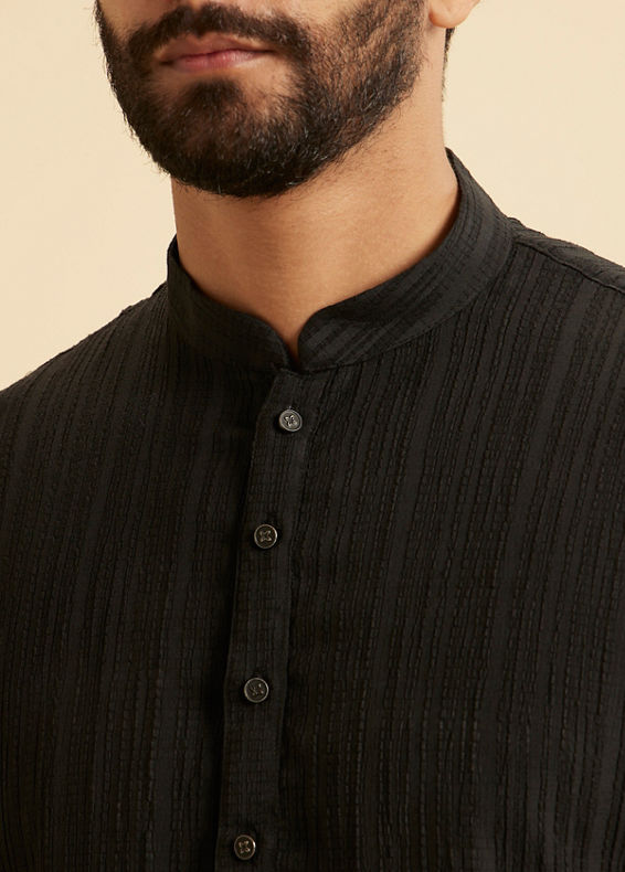 Manyavar Men Black Mid-Length Kurta for Men