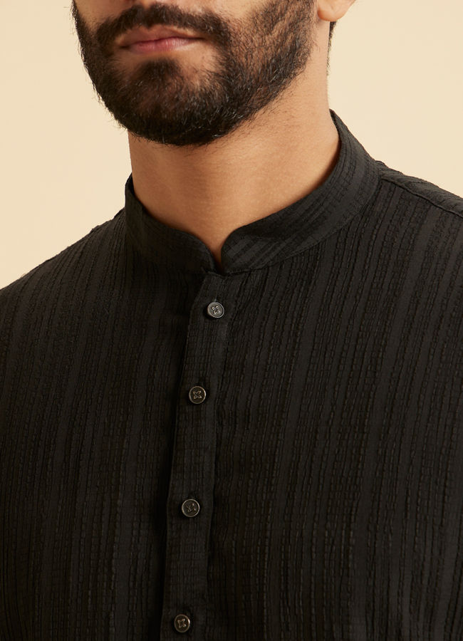 Manyavar Men Black Mid-Length Kurta for Men