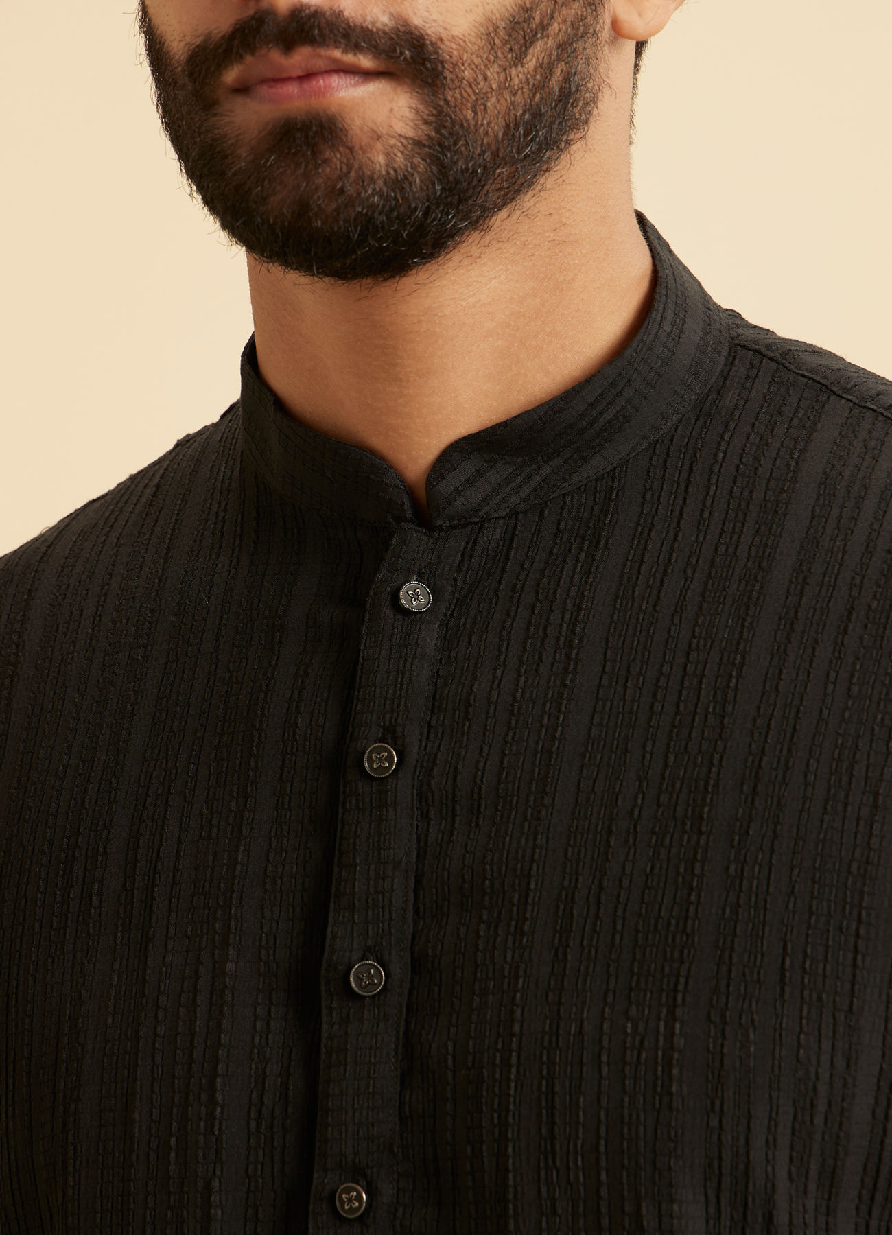 Manyavar Men Black Mid-Length Kurta for Men