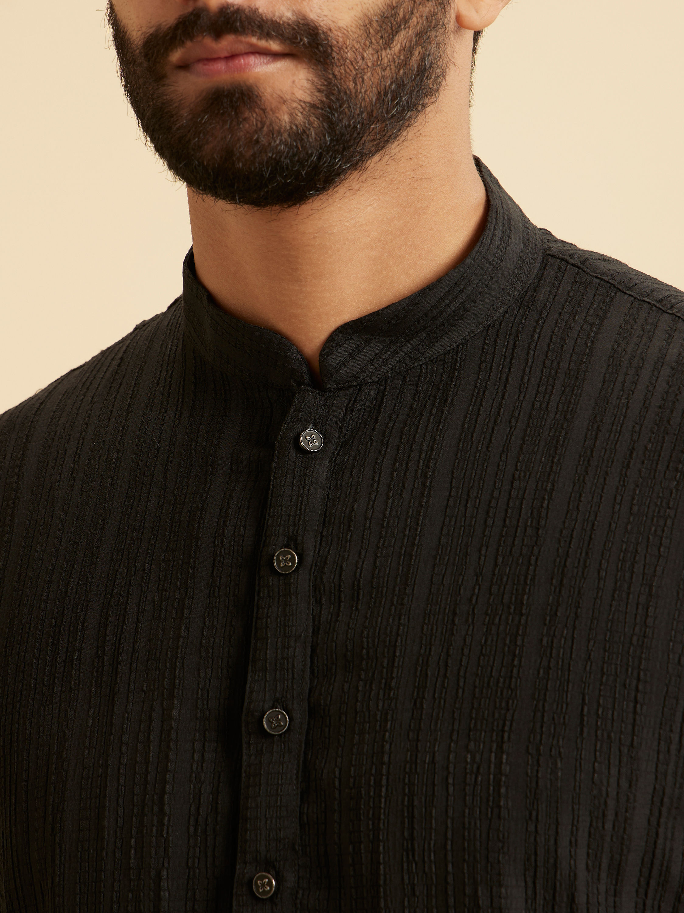 Manyavar Men Black Mid-Length Kurta for Men