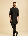 Manyavar Men Black Mid-Length Kurta for Men