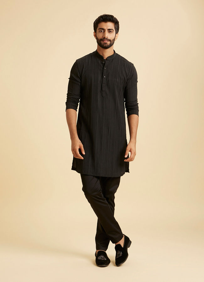 Manyavar Men Black Mid-Length Kurta for Men