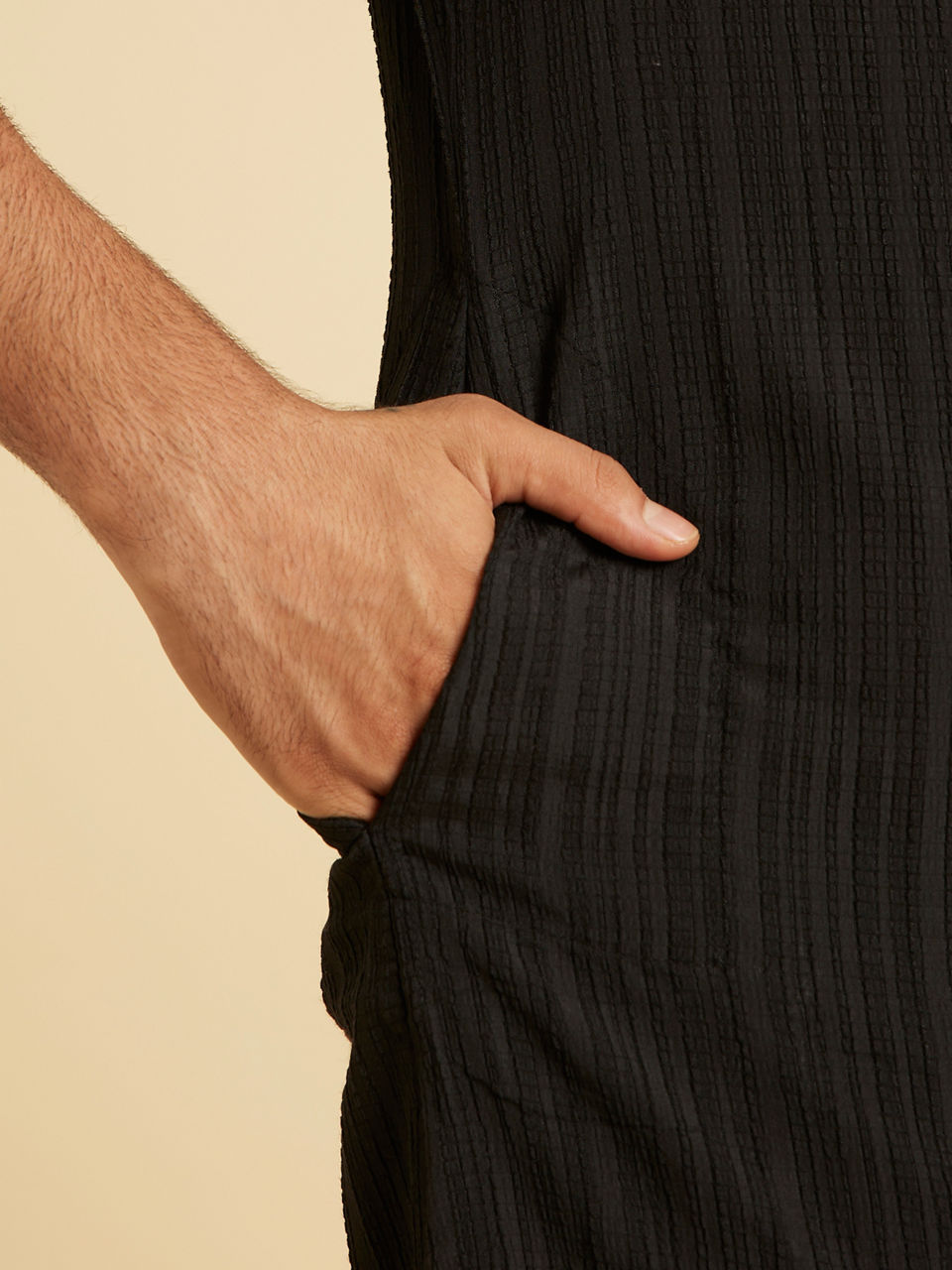 Manyavar Men Black Mid-Length Kurta for Men