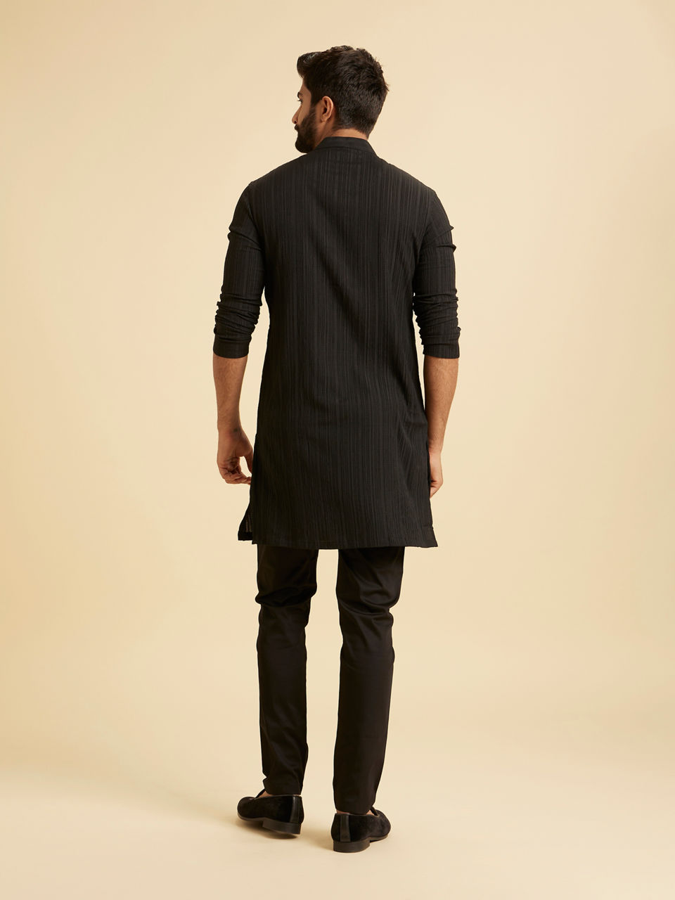 Manyavar Men Black Mid-Length Kurta for Men