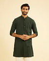 Manyavar Men Verdant Elegance Mid Length Kurta