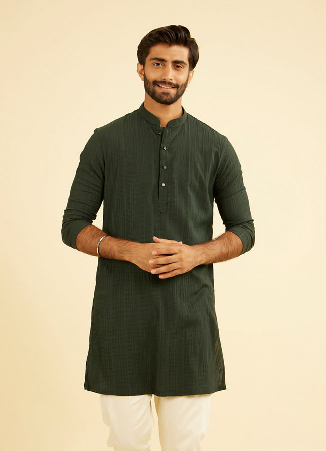 Manyavar Men Verdant Elegance Mid Length Kurta