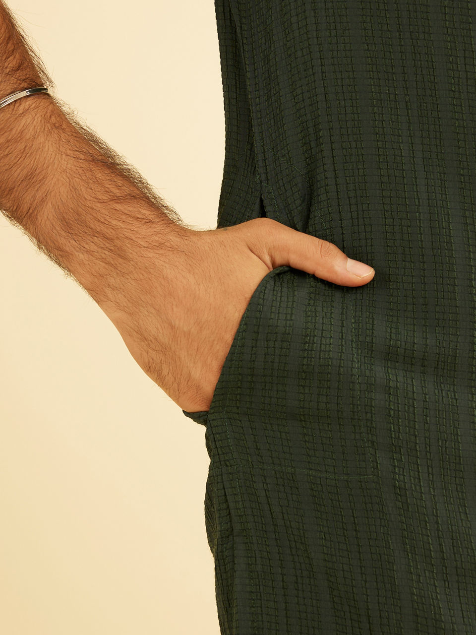 Manyavar Men Verdant Elegance Mid Length Kurta