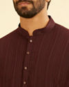 Manyavar Men Wine Mid-Length Spandex Kurta