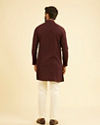 Manyavar Men Wine Mid-Length Spandex Kurta