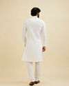 Manyavar Men Warm White Self Striped Texture Kurta