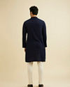 Manyavar Men Indigo Blue Self Striped Texture Kurta image number 4